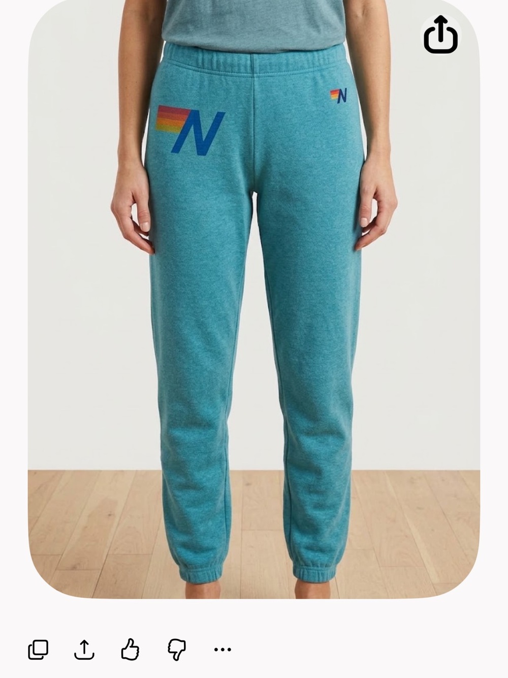 Aviator Nation Teal Blue Jogger Sweatpants with Logo  EUC